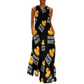 Robe longue maxi sans manches pour femme Mama Duck, col en V, coupe ample, unie, avec poches